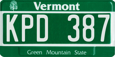 VT license plate KPD387