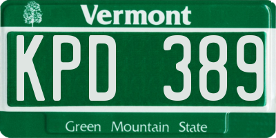 VT license plate KPD389