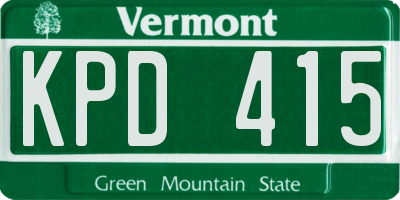 VT license plate KPD415
