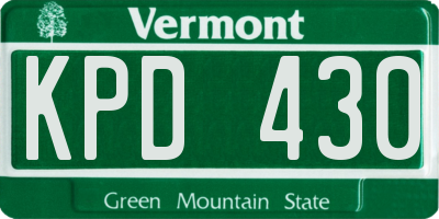 VT license plate KPD430