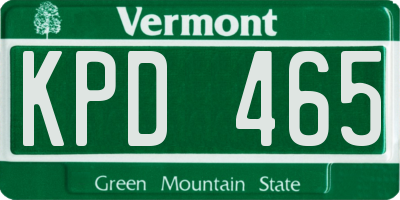 VT license plate KPD465