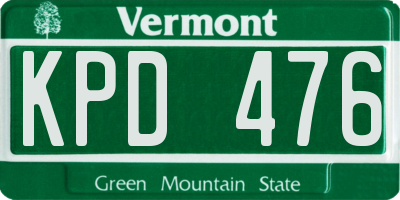VT license plate KPD476