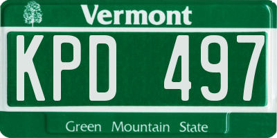 VT license plate KPD497