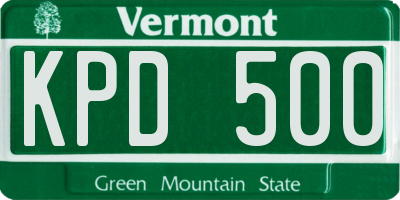 VT license plate KPD500