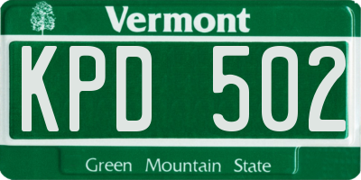 VT license plate KPD502