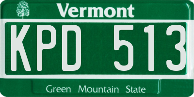 VT license plate KPD513