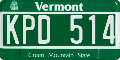 VT license plate KPD514