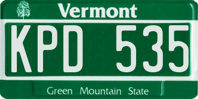 VT license plate KPD535