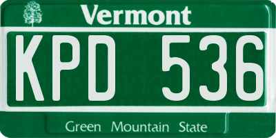 VT license plate KPD536