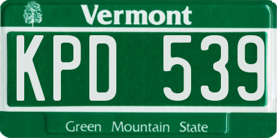 VT license plate KPD539