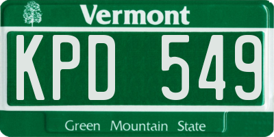 VT license plate KPD549