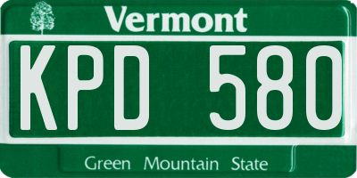 VT license plate KPD580
