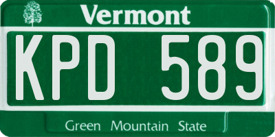 VT license plate KPD589
