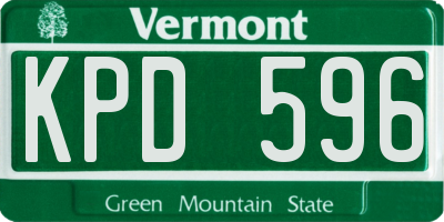 VT license plate KPD596