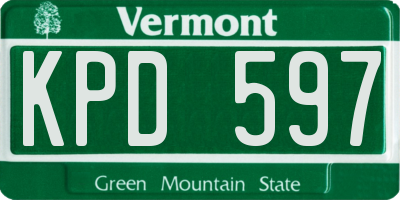 VT license plate KPD597