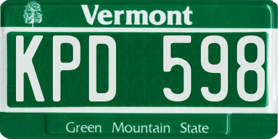 VT license plate KPD598