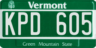 VT license plate KPD605