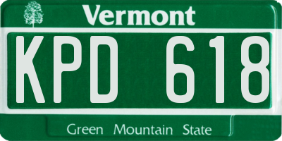 VT license plate KPD618