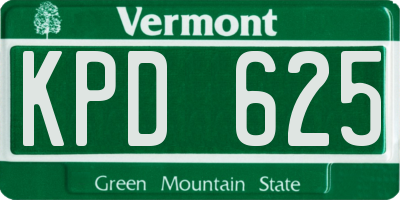 VT license plate KPD625