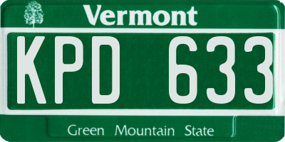 VT license plate KPD633