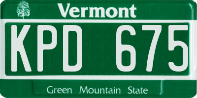 VT license plate KPD675