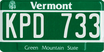 VT license plate KPD733