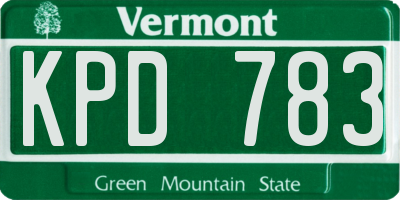 VT license plate KPD783