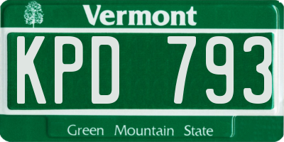 VT license plate KPD793