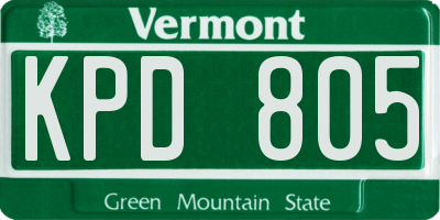 VT license plate KPD805