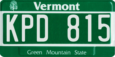 VT license plate KPD815