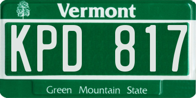 VT license plate KPD817