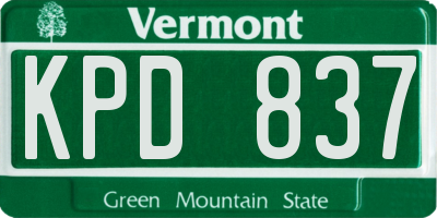 VT license plate KPD837