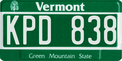 VT license plate KPD838