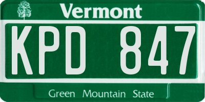 VT license plate KPD847