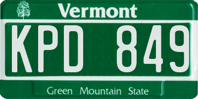 VT license plate KPD849