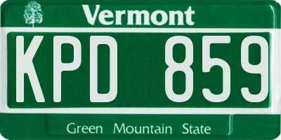 VT license plate KPD859