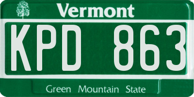 VT license plate KPD863