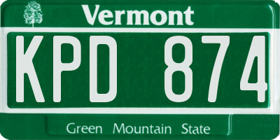VT license plate KPD874