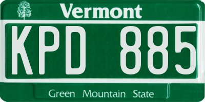 VT license plate KPD885