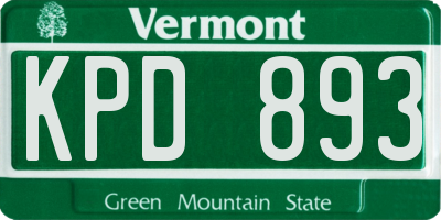 VT license plate KPD893