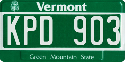 VT license plate KPD903