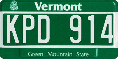 VT license plate KPD914