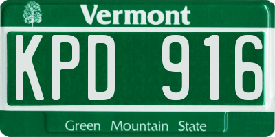 VT license plate KPD916