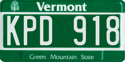 VT license plate KPD918