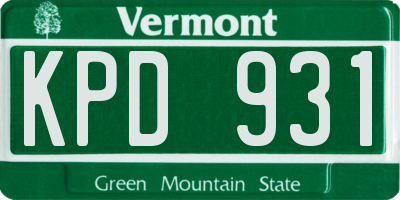 VT license plate KPD931