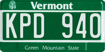 VT license plate KPD940