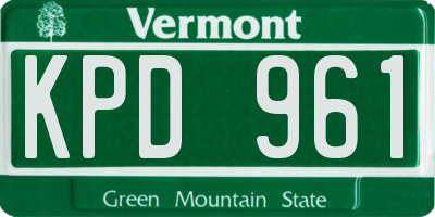 VT license plate KPD961