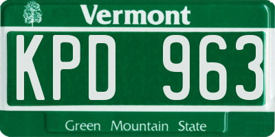 VT license plate KPD963