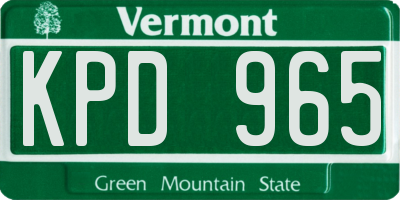 VT license plate KPD965