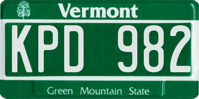 VT license plate KPD982